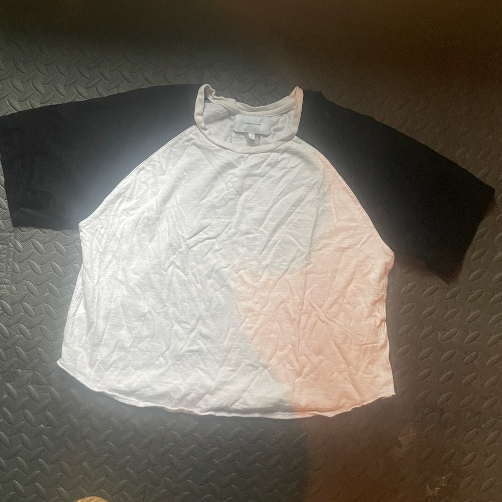Current/Elliott black velvet sleeved baseball tee